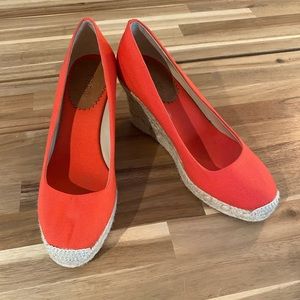 J Crew Orange Espadrille Wedges